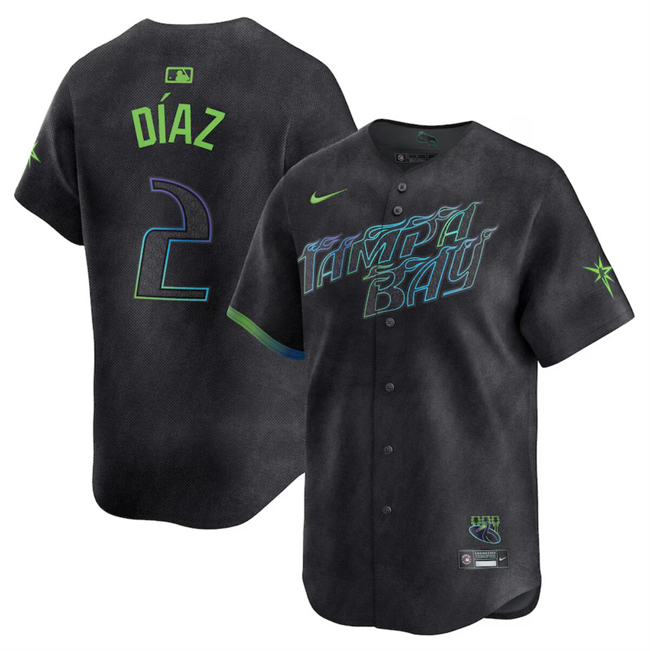 Men's Tampa Bay Rays #2 Yandy Díaz Charcoal 2024 City Connect Limited Stitched Baseball Jersey
